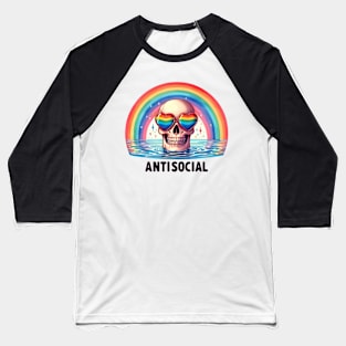 Antisocial Rainbow Skeleton Baseball T-Shirt